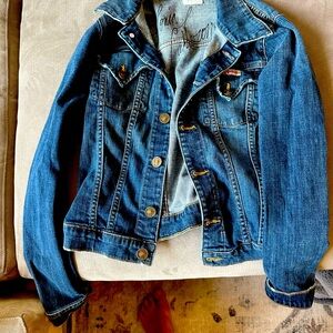 Hudson jean jacket signed by Tonia Calderon. The back says you are my gravity.